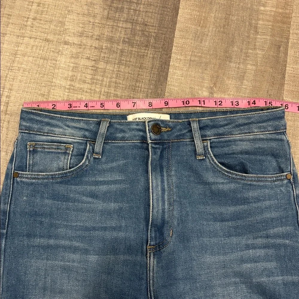 just black denim ripped straight jeans